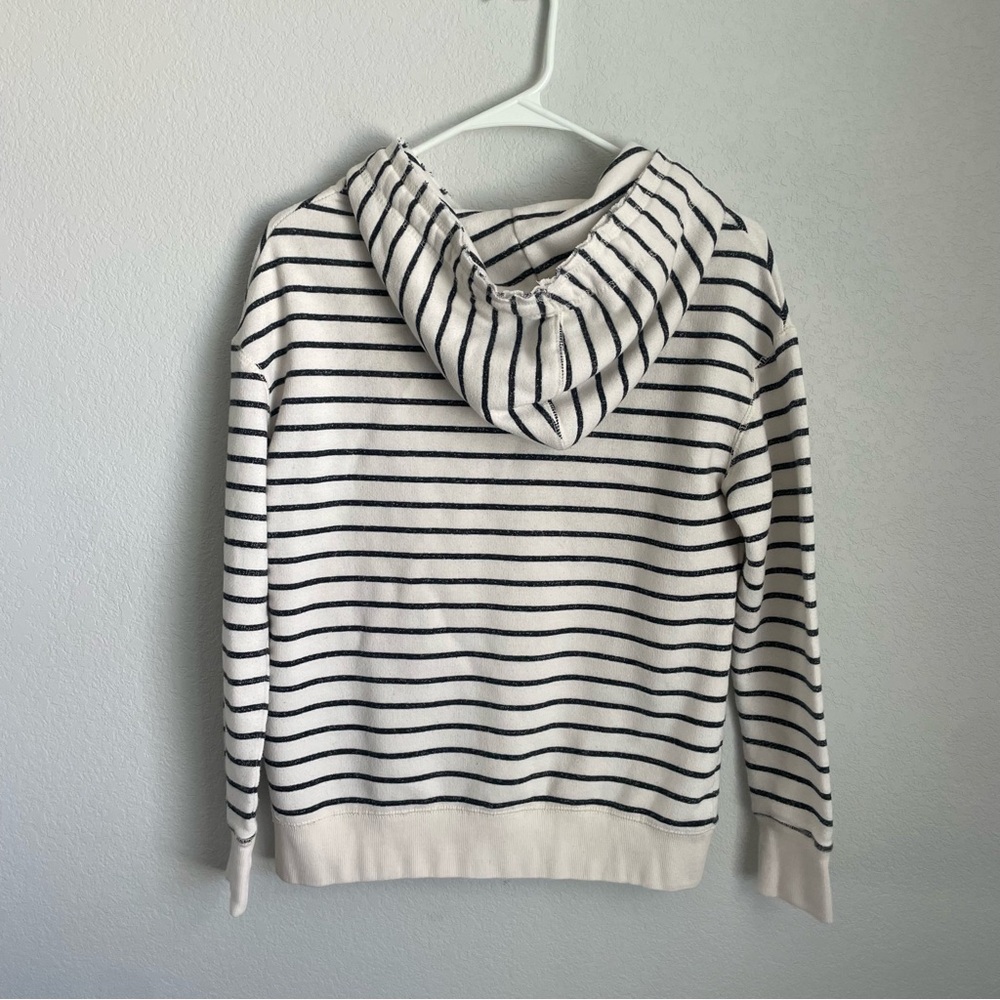 Jo & Co Striped Hoodie Women Medium Black White Pullover Nautical Sweatshirt - Picture 6 of 8